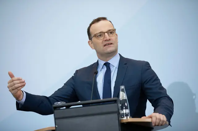 German Health Minister Jens Spahn speaks to the media about a joint initiative with Google on November 10, 2020 in Berlin, Germany.