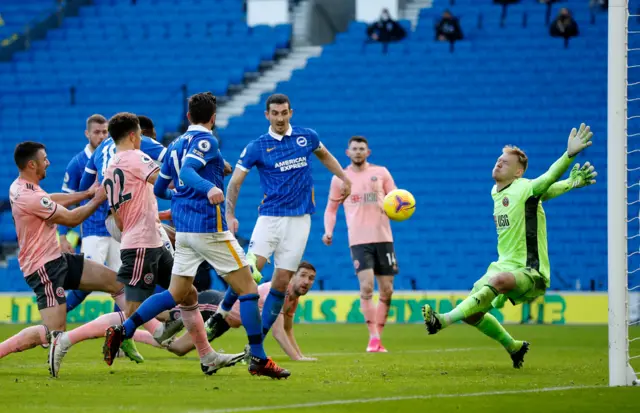 Brighton's Danny Welbeck equalises against Sheffield United