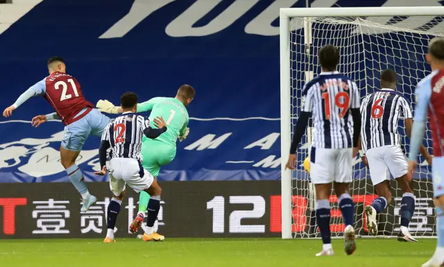 Anwar El Ghazi puts Aston Villa ahead against West Brom in the Premier League