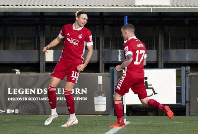 Ryan Hedges celebrates his goal with Jonny Hayes