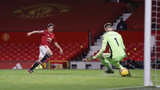 Man Utd's Daniel James scores against Leeds United