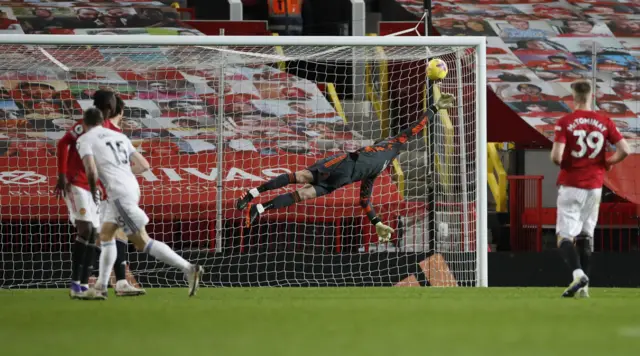 Leeds United's Stuart Dallas scores their second goal against Manchester United