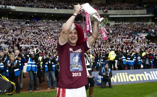 Rudi Skacel scored twice in Hearts' 5-1 win in 2012