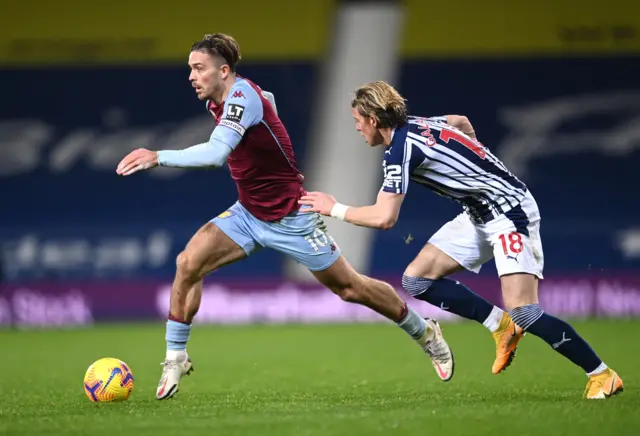 Aston Villa's Jack Grealish and West Brom's Conor Gallagher