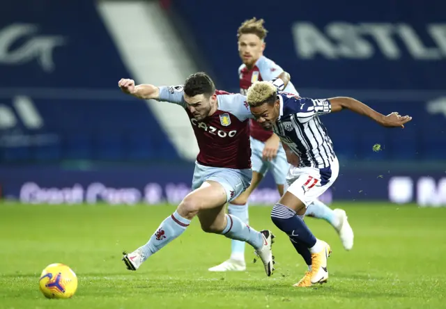 John McGinn of Aston Villa battles for possession with Grady Diangana of West Bromwich Albion during the Premier League match between West Bromwich Albion and Aston Villa at The Hawthorns