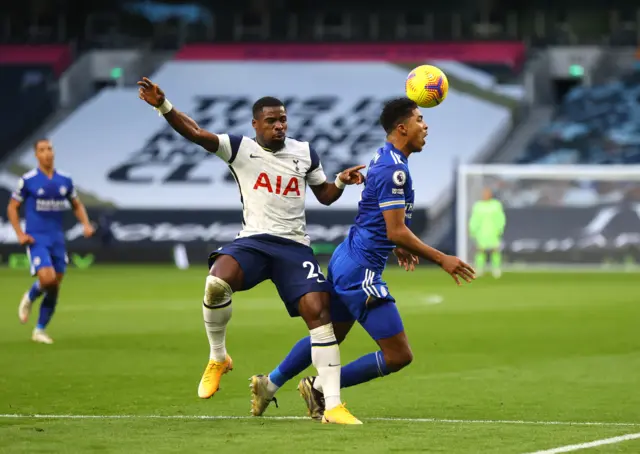 Leicester's Wesley Fofana in action against Tottenham