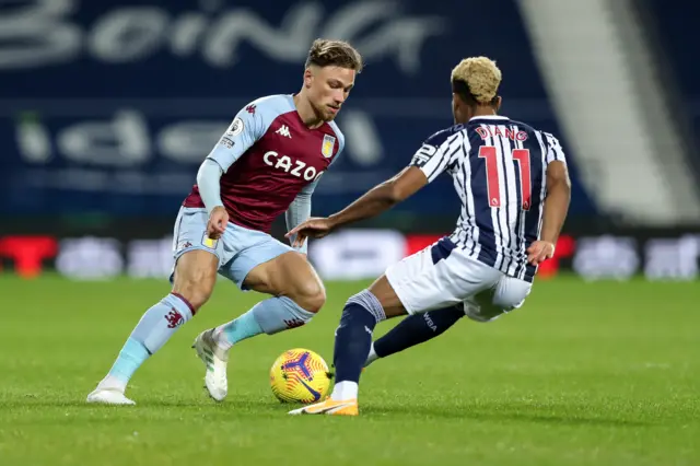 Matty Cash of Aston Villa and Grady Diangana of West Bromwich Albion during the Premier League match between West Bromwich Albion and Aston Villa at The Hawthorns