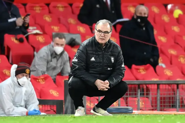 Leeds United manager Marcelo Bielsa against Manchester United