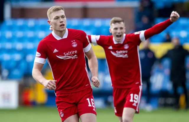 Sam Cosgrove scored Aberdeen's second goal with the last kick of the ball