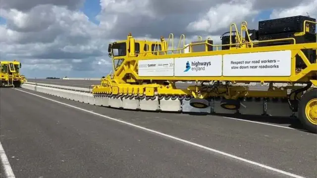 Barriers being installed on the M20