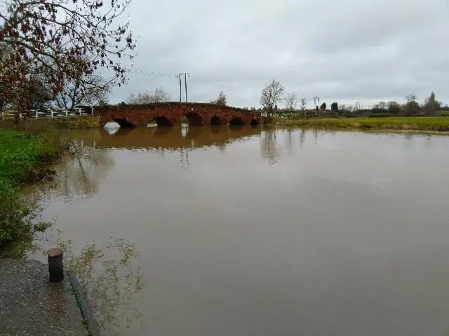 A swollen river in Eckington, Worcestershire