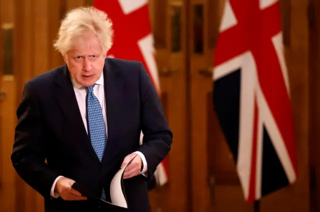 Boris Johnson at Covid briefing in Downing Street