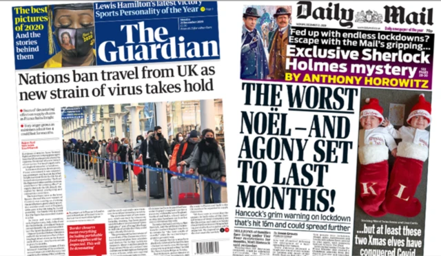 The Guardian and Daily Mail front pages