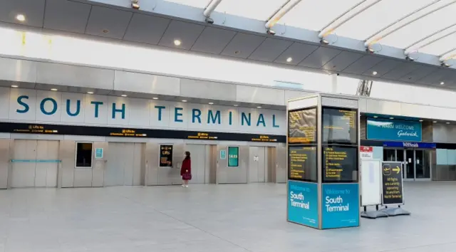 An empty South Terminal at Gatwick Airport