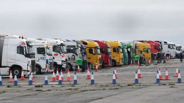 Lorries parked at Manston