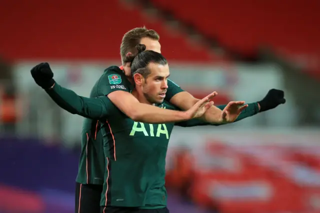 Gareth Bale & Harry Kane celebrate goal