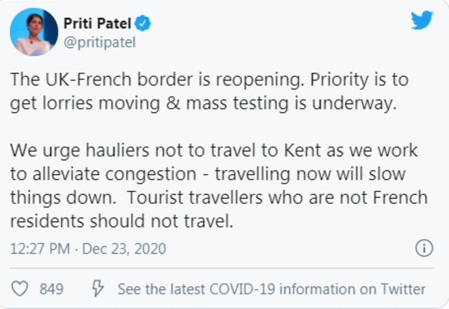 Priti Patel tweet