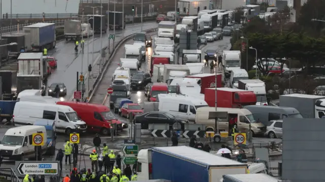 Traffic blocks the Port of Dover