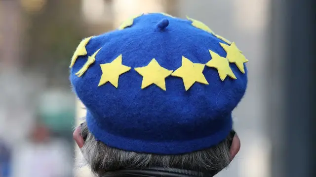 A person wearing an EU beret