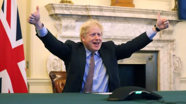 Boris Johnson speaks to Eu President. The Prime Minister Boris Johnson speaks to President of the European Commission Ursula von der Leyen via video link from the Cabinet room after completing the Brexit deal Picture by Andrew Parsons / No 10 Downing Street