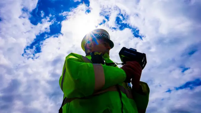 A police officer with a speed gun