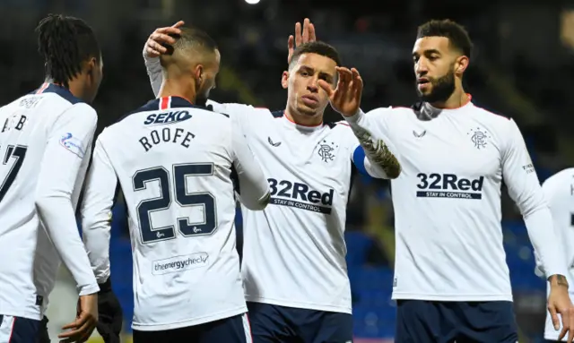 Kemar Roofe celebrates his goal in the victory over St Johnstone