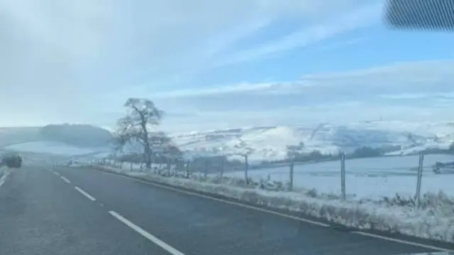 Snowy scenes in on the A54 in Buxton, Derbyshire