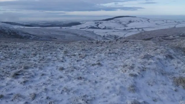 Snowy scenes at the Cat and Fiddle pub on the Derbyshire-Cheshire border