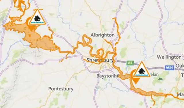 Flood alert in place for Shrewsbury