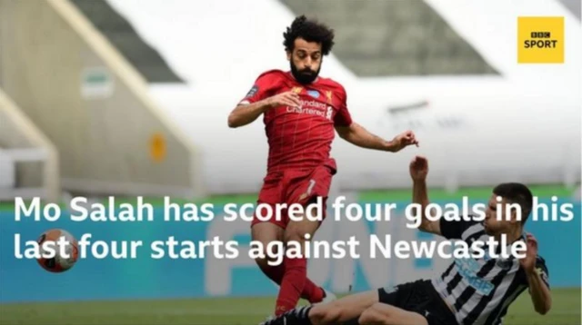 Mo Salah has scored four goals in his last four starts against Newcastle