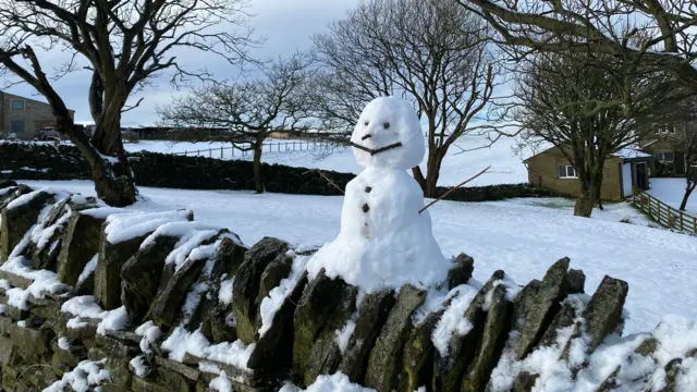 A snowman on a wall