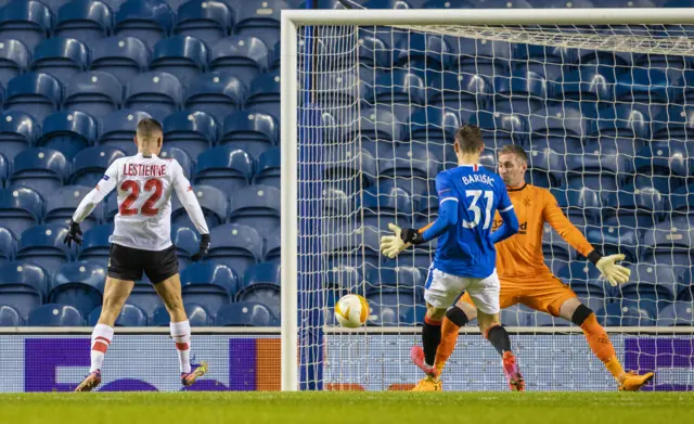 Maxime Lestienne knocks Liege into an early lead at Ibrox