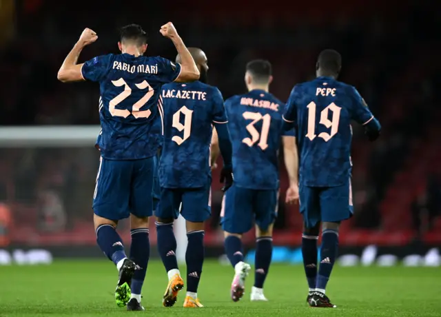 Arsenal celebrate second goal