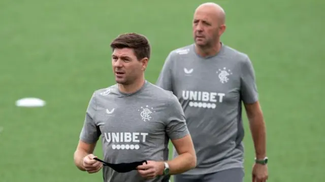 Rangers manager Steven Gerrard and assistant Gary McAllister