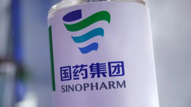 A Sinopharm sign is seen at the 2020 China International Fair for Trade in Services (CIFTIS) in Beijing, China