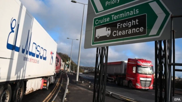 Lorries at sea port