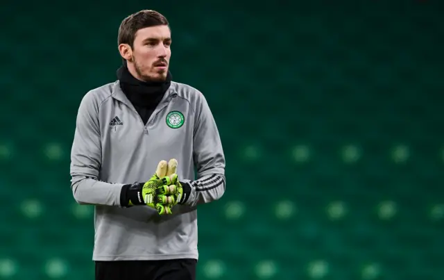 Celtic keeper Vasilis Barkas makes his first stat in six games today