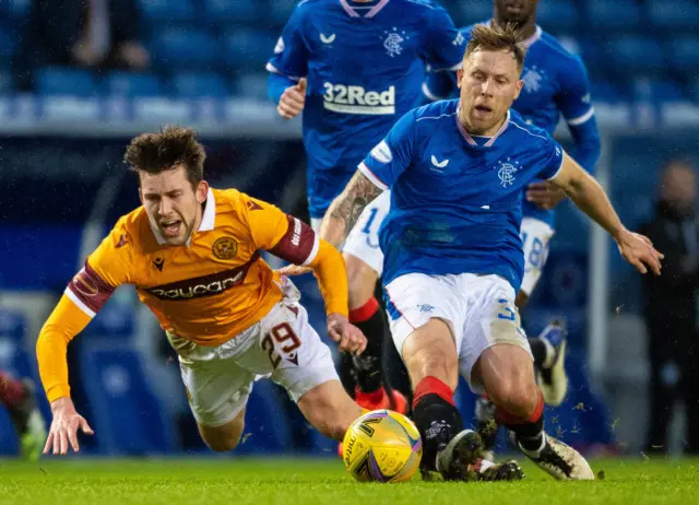 Scott Arfield (right) in action against Motherwell