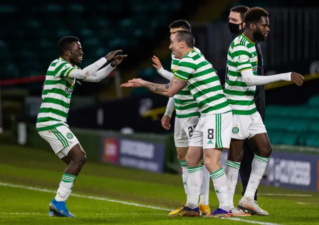 Celtic goalscorer Ismaila Soro celebrates