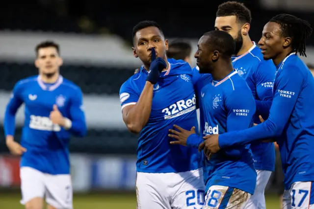 Alfredo Morelos celebrates his goal against St Mirren