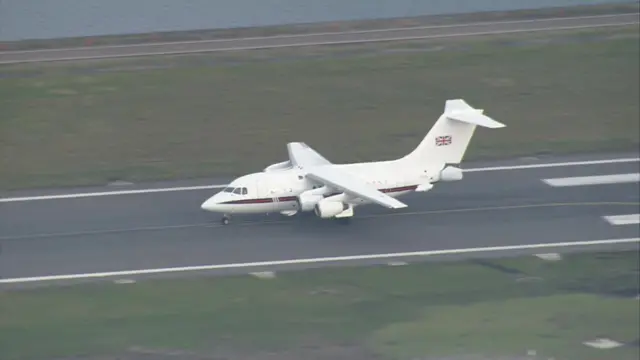 RAF plane landing at London City airport