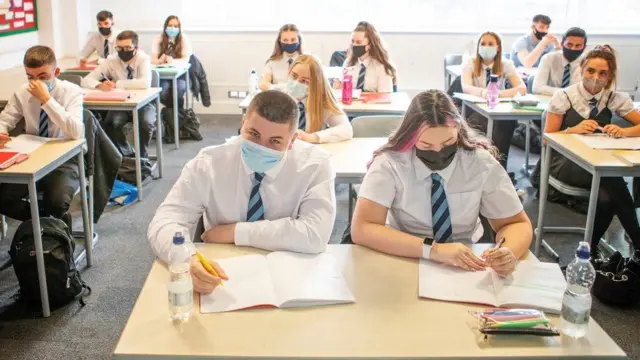 Pupils in masks