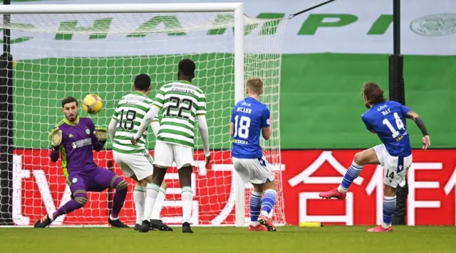 Stevie May goes close to opening the scoring for St Johnstone