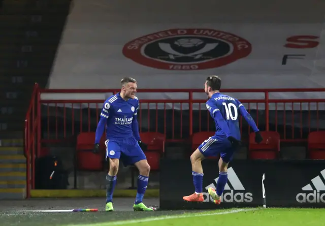 Jamie Vardy celebrates