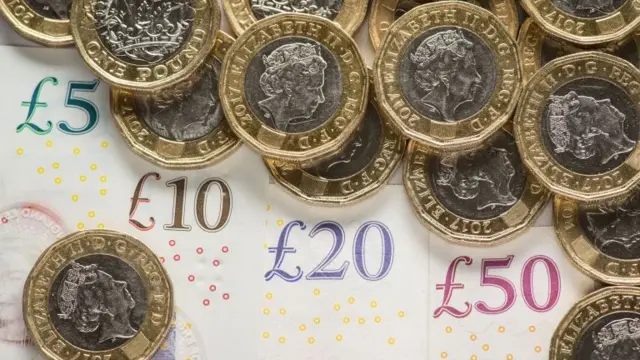 British pound coins and notes