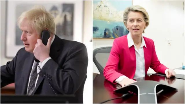 Boris Johnson and Urusual von der Leyen on the phone