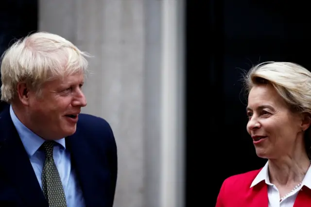 UK PM Boris Johnson and European Commission President Ursula von der Leyen in London