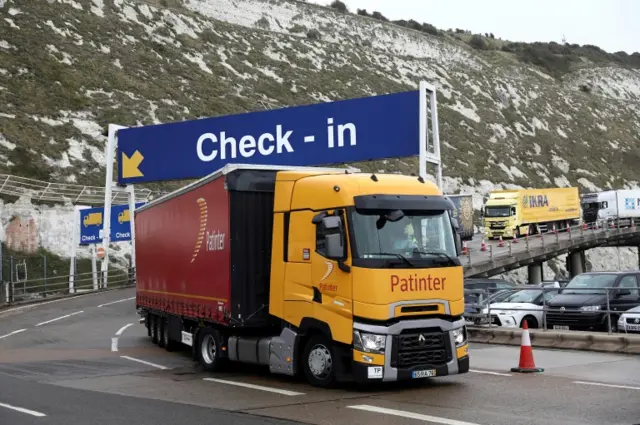 Freight trucks at the Port of Dover