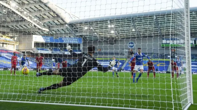 Pascal Gross scores for Brighton against Liverpool