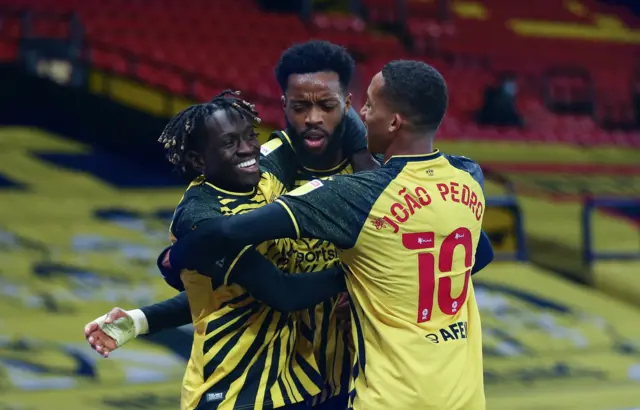 Watford celebrate Nathaniel Chalobah's goal